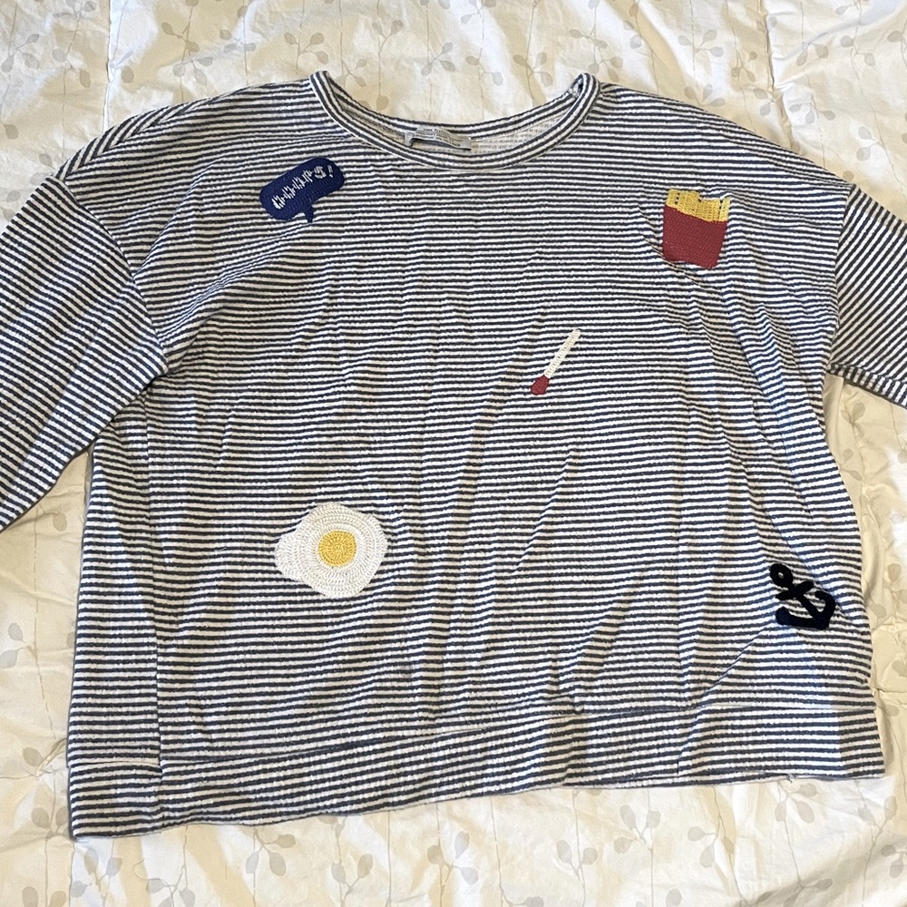 Zara patch long sleeve tee (S)